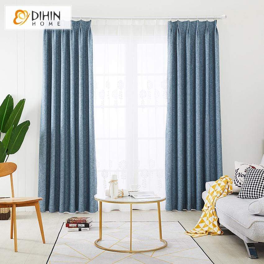 DIHIN HOME Modern Blue Cotton Linen Curtains,Blackout Grommet Window Curtain for Living Room ,52x63-inch,1 Panel Roman Shades Curtains Window Blinds custom curtains blackout curtains curtains for living room sheer curtains curtain fabric linen curtains kitchen curtains velvet curtains pinch pleat curtains bay window curtains outdoor curtains pleated curtains floral curtains dining room curtains kitchen valances drapes for bedroom patio curtains nursery curtains grommet curtains