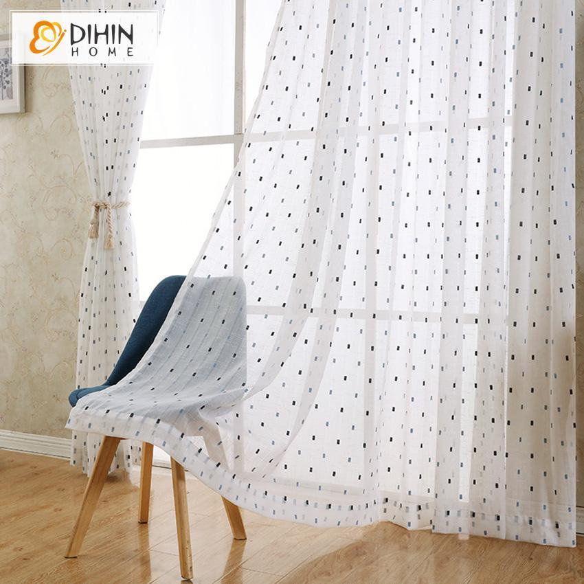 DIHIN HOME Modern Blue Dots Embroidered,Sheer Curtain, Grommet Window Curtain for Living Room ,52x63-inch,1 Panel Roman Shades Curtains Window Blinds custom curtains blackout curtains curtains for living room sheer curtains curtain fabric linen curtains kitchen curtains velvet curtains pinch pleat curtains bay window curtains outdoor curtains pleated curtains floral curtains dining room curtains kitchen valances drapes for bedroom patio curtains nursery curtains grommet curtains