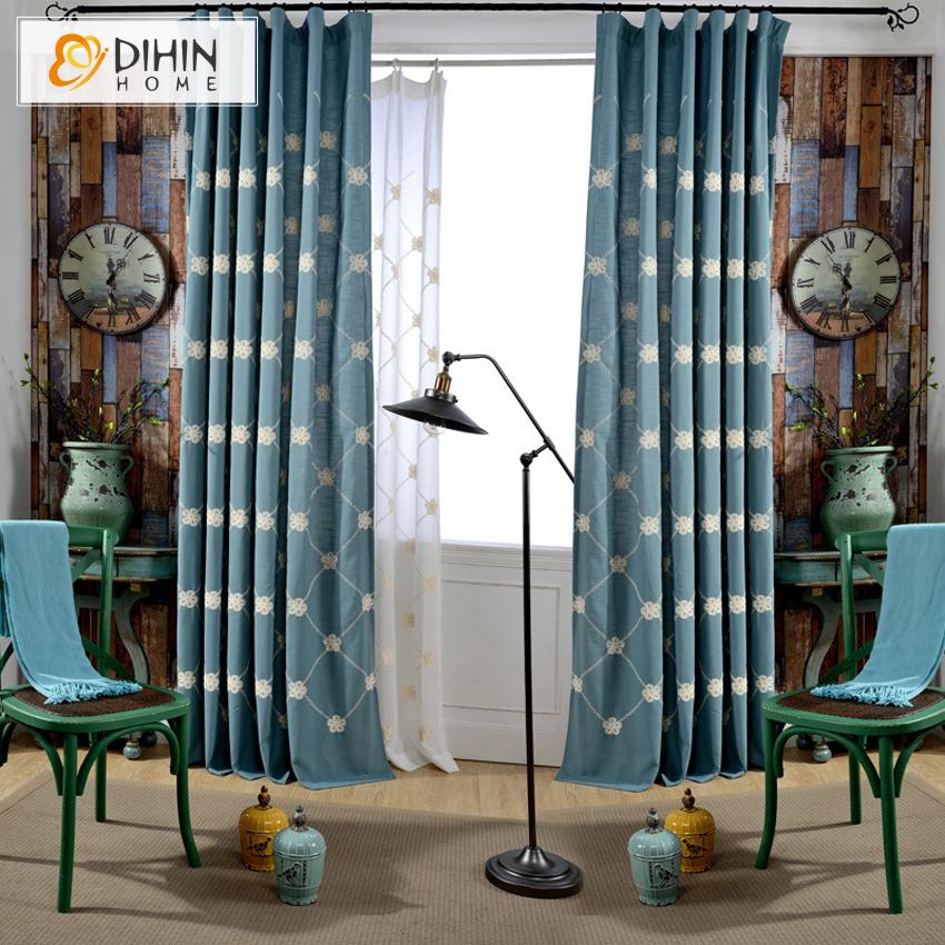 DIHIN HOME Modern Blue Embroidered Customized Curtains,Blackout Grommet Window Curtain for Living Room ,52x63-inch,1 Panel Roman Shades Curtains Window Blinds custom curtains blackout curtains curtains for living room sheer curtains curtain fabric linen curtains kitchen curtains velvet curtains pinch pleat curtains bay window curtains outdoor curtains pleated curtains floral curtains dining room curtains kitchen valances drapes for bedroom patio curtains nursery curtains grommet curtains