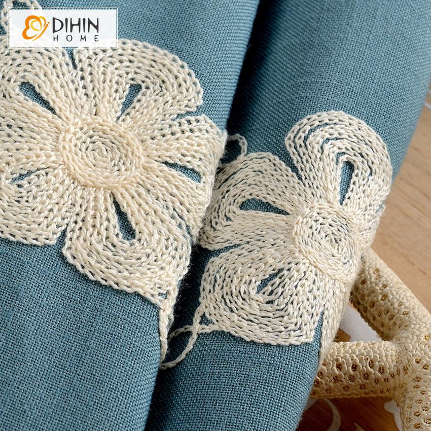DIHIN HOME Modern Blue Embroidered Customized Curtains,Blackout Grommet Window Curtain for Living Room ,52x63-inch,1 Panel Roman Shades Curtains Window Blinds custom curtains blackout curtains curtains for living room sheer curtains curtain fabric linen curtains kitchen curtains velvet curtains pinch pleat curtains bay window curtains outdoor curtains pleated curtains floral curtains dining room curtains kitchen valances drapes for bedroom patio curtains nursery curtains grommet curtains