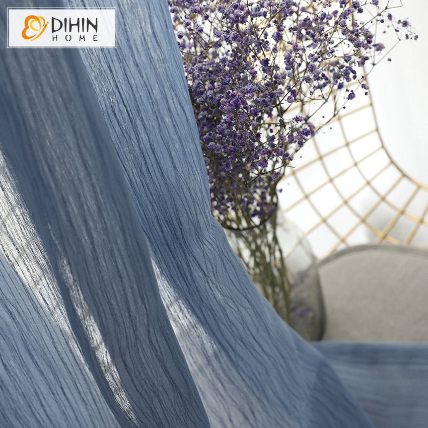 DIHIN HOME Modern Blue Folds Striped Sheer Curtains,Grommet Window Curtain for Living Room ,52x63-inch,1 Panel Roman Shades Curtains Window Blinds custom curtains blackout curtains curtains for living room sheer curtains curtain fabric linen curtains kitchen curtains velvet curtains pinch pleat curtains bay window curtains outdoor curtains pleated curtains floral curtains dining room curtains kitchen valances drapes for bedroom patio curtains nursery curtains grommet curtains