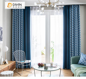 DIHIN HOME Modern Blue Geometry Printed,Blackout Curtains Grommet Window Curtain for Living Room ,52x63-inch,1 Panel Roman Shades Curtains Window Blinds custom curtains blackout curtains curtains for living room sheer curtains curtain fabric linen curtains kitchen curtains velvet curtains pinch pleat curtains bay window curtains outdoor curtains pleated curtains floral curtains dining room curtains kitchen valances drapes for bedroom patio curtains nursery curtains grommet curtains