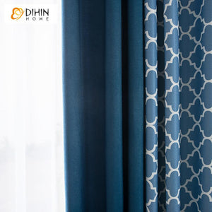 DIHIN HOME Modern Blue Geometry Printed,Blackout Curtains Grommet Window Curtain for Living Room ,52x63-inch,1 Panel Roman Shades Curtains Window Blinds custom curtains blackout curtains curtains for living room sheer curtains curtain fabric linen curtains kitchen curtains velvet curtains pinch pleat curtains bay window curtains outdoor curtains pleated curtains floral curtains dining room curtains kitchen valances drapes for bedroom patio curtains nursery curtains grommet curtains