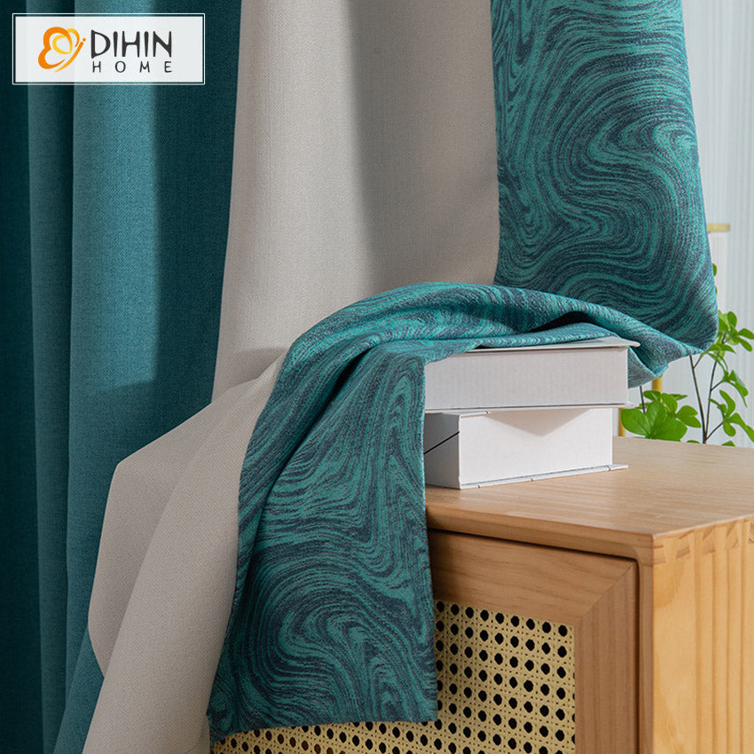 DIHIN HOME Modern Blue Jacquard,Blackout Grommet Window Curtain for Living Room ,52x63-inch,1 Panel Roman Shades Curtains Window Blinds custom curtains blackout curtains curtains for living room sheer curtains curtain fabric linen curtains kitchen curtains velvet curtains pinch pleat curtains bay window curtains outdoor curtains pleated curtains floral curtains dining room curtains kitchen valances drapes for bedroom patio curtains nursery curtains grommet curtains