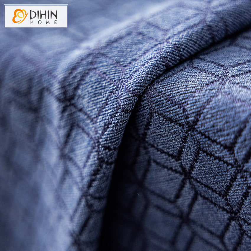 DIHIN HOME Modern Blue Jacquard Stitching Curtains,Grommet Window Curtain for Living Room ,52x63-inch,1 Panel Roman Shades Curtains Window Blinds custom curtains blackout curtains curtains for living room sheer curtains curtain fabric linen curtains kitchen curtains velvet curtains pinch pleat curtains bay window curtains outdoor curtains pleated curtains floral curtains dining room curtains kitchen valances drapes for bedroom patio curtains nursery curtains grommet curtains