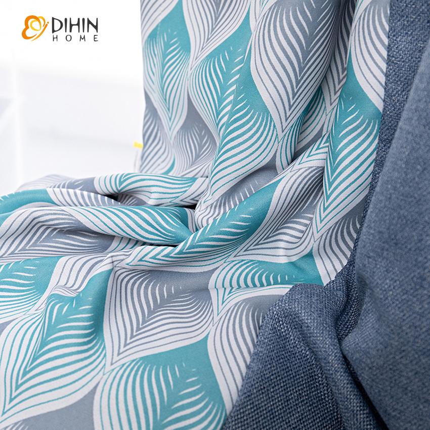 DIHIN HOME Modern Blue Leaf Texture Geometric Curtain,Blackout Curtains Grommet Window Curtain for Living Room ,52x63-inch,1 Panel Roman Shades Curtains Window Blinds custom curtains blackout curtains curtains for living room sheer curtains curtain fabric linen curtains kitchen curtains velvet curtains pinch pleat curtains bay window curtains outdoor curtains pleated curtains floral curtains dining room curtains kitchen valances drapes for bedroom patio curtains nursery curtains grommet curtains