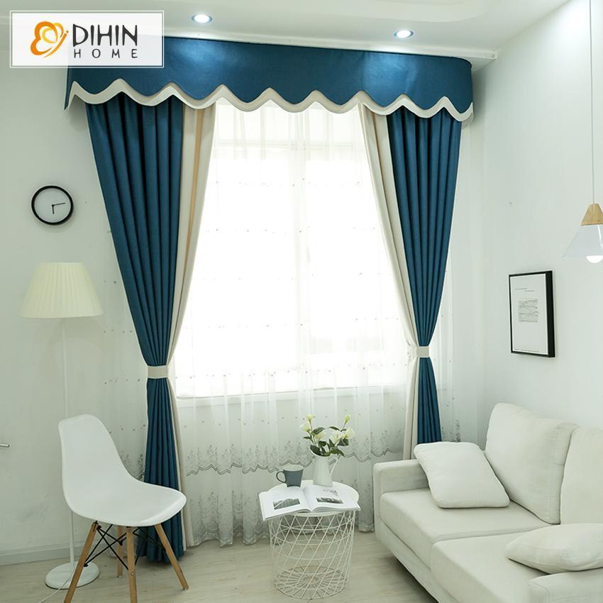 DIHIN HOME Modern Blue Lovely Fashion Curtain With Valance,Blackout Curtains Grommet Window Curtain for Living Room ,52x84-inch,1 Panel Roman Shades Curtains Window Blinds custom curtains blackout curtains curtains for living room sheer curtains curtain fabric linen curtains kitchen curtains velvet curtains pinch pleat curtains bay window curtains outdoor curtains pleated curtains floral curtains dining room curtains kitchen valances drapes for bedroom patio curtains nursery curtains grommet curtains