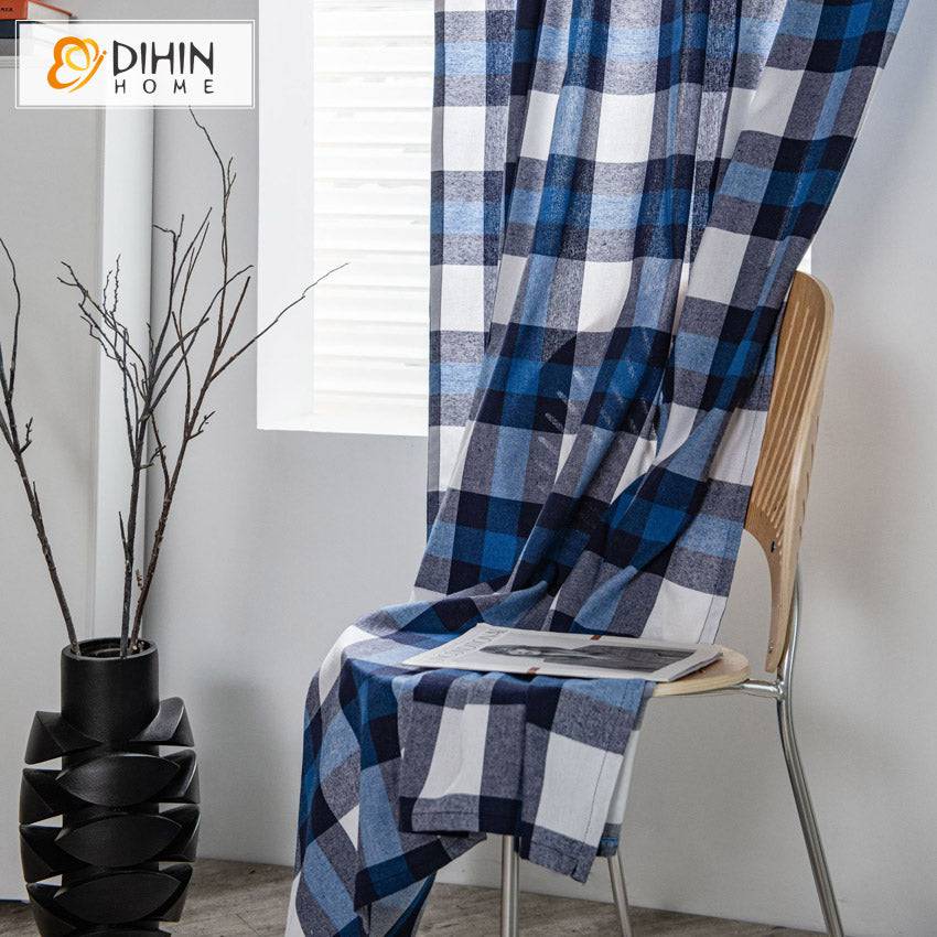 DIHIN HOME Modern Blue Plaid,Blackout Grommet Window Curtain for Living Room ,52x63-inch,1 Panel Roman Shades Curtains Window Blinds custom curtains blackout curtains curtains for living room sheer curtains curtain fabric linen curtains kitchen curtains velvet curtains pinch pleat curtains bay window curtains outdoor curtains pleated curtains floral curtains dining room curtains kitchen valances drapes for bedroom patio curtains nursery curtains grommet curtains
