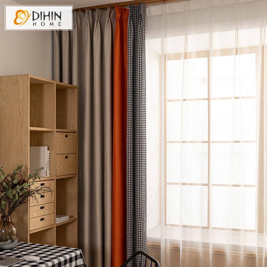 DIHIN HOME Modern British Style Houndstooth Jacquard,Blackout Grommet Window Curtain for Living Room ,52x63-inch,1 Panel Roman Shades Curtains Window Blinds custom curtains blackout curtains curtains for living room sheer curtains curtain fabric linen curtains kitchen curtains velvet curtains pinch pleat curtains bay window curtains outdoor curtains pleated curtains floral curtains dining room curtains kitchen valances drapes for bedroom patio curtains nursery curtains grommet curtains