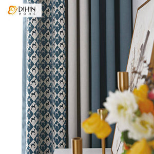DIHIN HOME Modern British Style Jacquard,Blackout Grommet Window Curtain for Living Room ,52x63-inch,1 Panel Roman Shades Curtains Window Blinds custom curtains blackout curtains curtains for living room sheer curtains curtain fabric linen curtains kitchen curtains velvet curtains pinch pleat curtains bay window curtains outdoor curtains pleated curtains floral curtains dining room curtains kitchen valances drapes for bedroom patio curtains nursery curtains grommet curtains