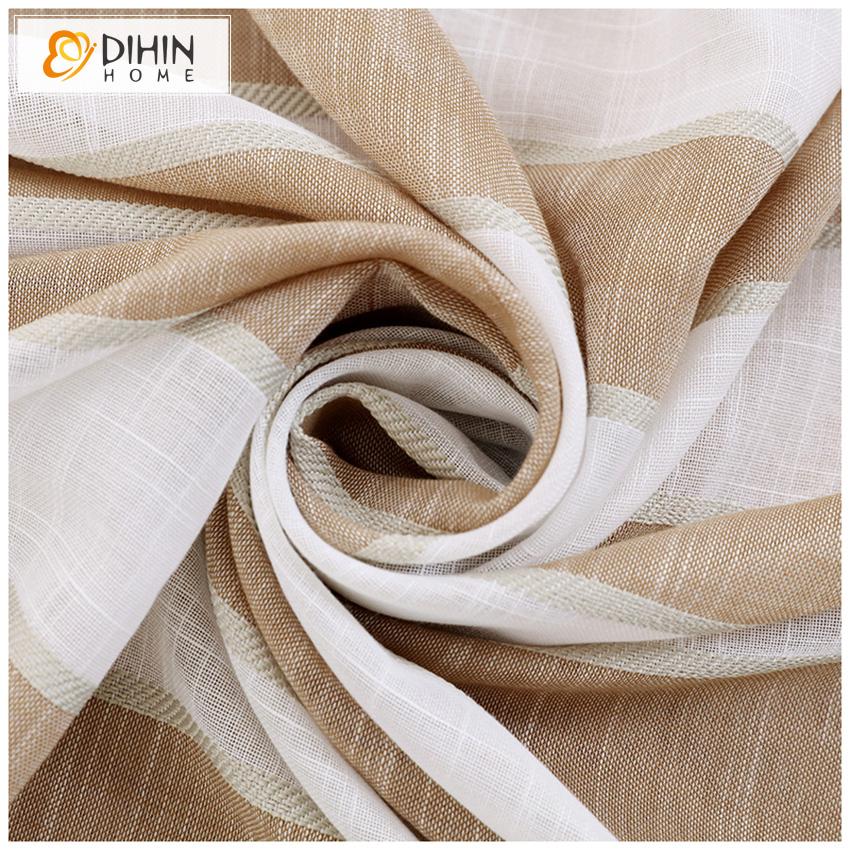 DIHIN HOME Modern Coffee Striped Tulle ,Sheer Curtain, Grommet Window Curtain for Living Room ,52x63-inch,1 Panel Roman Shades Curtains Window Blinds custom curtains blackout curtains curtains for living room sheer curtains curtain fabric linen curtains kitchen curtains velvet curtains pinch pleat curtains bay window curtains outdoor curtains pleated curtains floral curtains dining room curtains kitchen valances drapes for bedroom patio curtains nursery curtains grommet curtains