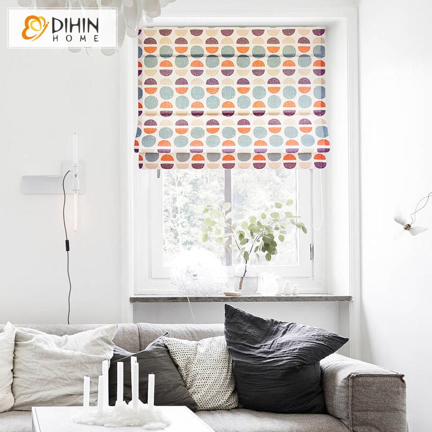 DIHIN HOME Modern Colorful Circles Printed Roman Shades ,Easy Install Washable Curtains ,Customized Window Curtain Drape, 24"W X 64"H Roman Shades Curtains Window Blinds custom curtains blackout curtains curtains for living room sheer curtains curtain fabric linen curtains kitchen curtains velvet curtains pinch pleat curtains bay window curtains outdoor curtains pleated curtains floral curtains dining room curtains kitchen valances drapes for bedroom patio curtains nursery curtains grommet curtains