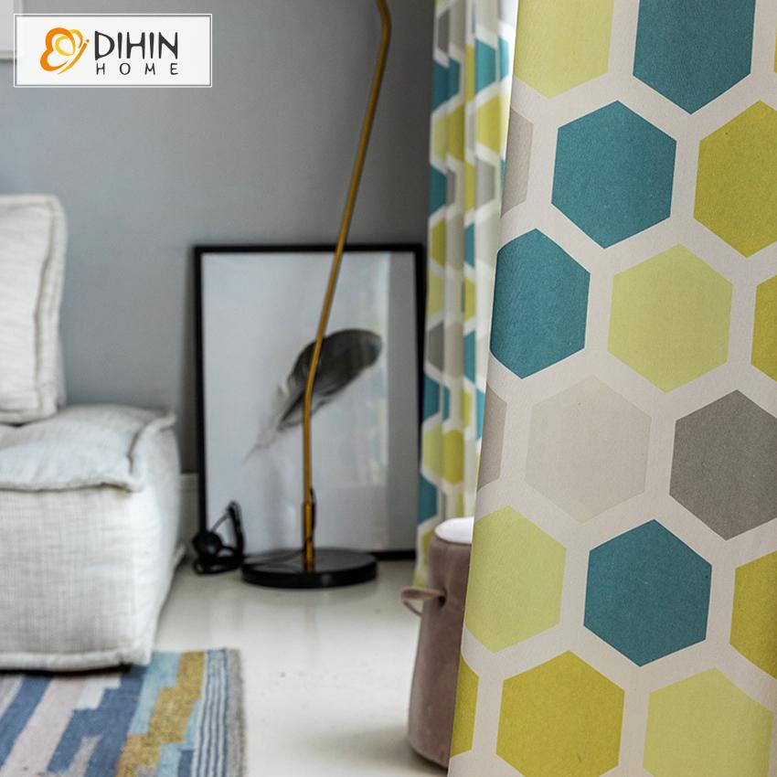 DIHIN HOME Modern Colorful Geometric Printed Curtain,Blackout Curtains Grommet Window Curtain for Living Room ,52x84-inch,1 Panel Roman Shades Curtains Window Blinds custom curtains blackout curtains curtains for living room sheer curtains curtain fabric linen curtains kitchen curtains velvet curtains pinch pleat curtains bay window curtains outdoor curtains pleated curtains floral curtains dining room curtains kitchen valances drapes for bedroom patio curtains nursery curtains grommet curtains