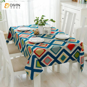 DIHIN HOME Modern Colorful Geometry Printed Tablecloth For Rectangle Tables,Custom Washed Linen Tablecloth,Handmade Rectangle Table Cover Roman Shades Curtains Window Blinds custom curtains blackout curtains curtains for living room sheer curtains curtain fabric linen curtains kitchen curtains velvet curtains pinch pleat curtains bay window curtains outdoor curtains pleated curtains floral curtains dining room curtains kitchen valances drapes for bedroom patio curtains nursery curtains grommet curtains