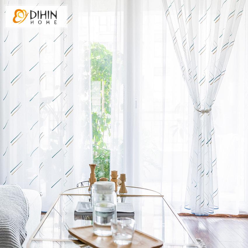 DIHIN HOME Modern Colorful Lines,Sheer Curtain,Grommet Window Curtain for Living Room ,52x63-inch,1 Panel Roman Shades Curtains Window Blinds custom curtains blackout curtains curtains for living room sheer curtains curtain fabric linen curtains kitchen curtains velvet curtains pinch pleat curtains bay window curtains outdoor curtains pleated curtains floral curtains dining room curtains kitchen valances drapes for bedroom patio curtains nursery curtains grommet curtains