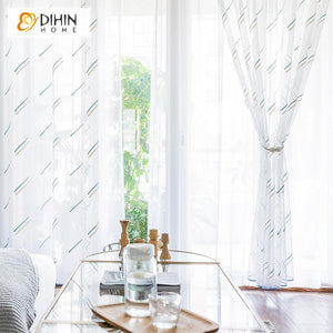 DIHIN HOME Modern Colorful Lines,Sheer Curtain,Grommet Window Curtain for Living Room ,52x63-inch,1 Panel Roman Shades Curtains Window Blinds custom curtains blackout curtains curtains for living room sheer curtains curtain fabric linen curtains kitchen curtains velvet curtains pinch pleat curtains bay window curtains outdoor curtains pleated curtains floral curtains dining room curtains kitchen valances drapes for bedroom patio curtains nursery curtains grommet curtains