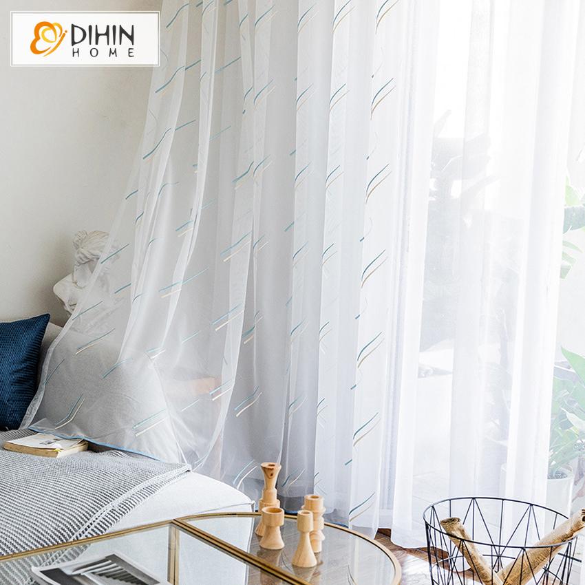 DIHIN HOME Modern Colorful Lines,Sheer Curtain,Grommet Window Curtain for Living Room ,52x63-inch,1 Panel Roman Shades Curtains Window Blinds custom curtains blackout curtains curtains for living room sheer curtains curtain fabric linen curtains kitchen curtains velvet curtains pinch pleat curtains bay window curtains outdoor curtains pleated curtains floral curtains dining room curtains kitchen valances drapes for bedroom patio curtains nursery curtains grommet curtains