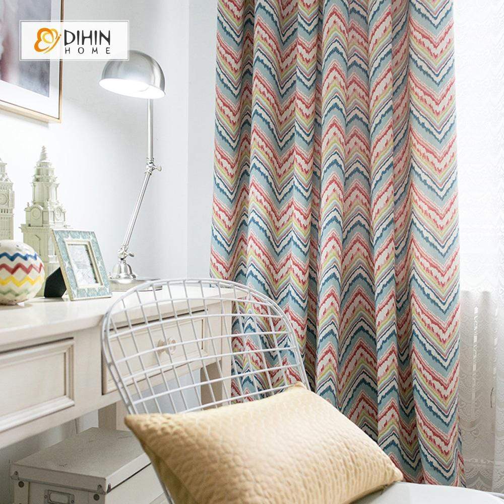 DIHIN HOME Modern Colorful Striped Wave Curtains ,Cotton Linen ,Blackout Grommet Window Curtain for Living Room ,52x63-inch,1 Panel Roman Shades Curtains Window Blinds custom curtains blackout curtains curtains for living room sheer curtains curtain fabric linen curtains kitchen curtains velvet curtains pinch pleat curtains bay window curtains outdoor curtains pleated curtains floral curtains dining room curtains kitchen valances drapes for bedroom patio curtains nursery curtains grommet curtains