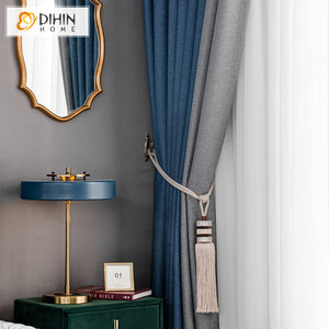 DIHIN HOME Modern Cotton Linen Blue and Grey Color,Blackout Grommet Window Curtain for Living Room ,52x63-inch,1 Panel Roman Shades Curtains Window Blinds custom curtains blackout curtains curtains for living room sheer curtains curtain fabric linen curtains kitchen curtains velvet curtains pinch pleat curtains bay window curtains outdoor curtains pleated curtains floral curtains dining room curtains kitchen valances drapes for bedroom patio curtains nursery curtains grommet curtains