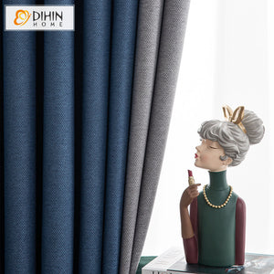 DIHIN HOME Modern Cotton Linen Blue and Grey Color,Blackout Grommet Window Curtain for Living Room ,52x63-inch,1 Panel Roman Shades Curtains Window Blinds custom curtains blackout curtains curtains for living room sheer curtains curtain fabric linen curtains kitchen curtains velvet curtains pinch pleat curtains bay window curtains outdoor curtains pleated curtains floral curtains dining room curtains kitchen valances drapes for bedroom patio curtains nursery curtains grommet curtains