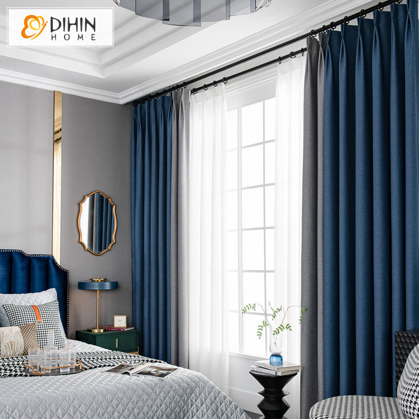 DIHIN HOME Modern Cotton Linen Blue and Grey Color,Blackout Grommet Window Curtain for Living Room ,52x63-inch,1 Panel Roman Shades Curtains Window Blinds custom curtains blackout curtains curtains for living room sheer curtains curtain fabric linen curtains kitchen curtains velvet curtains pinch pleat curtains bay window curtains outdoor curtains pleated curtains floral curtains dining room curtains kitchen valances drapes for bedroom patio curtains nursery curtains grommet curtains