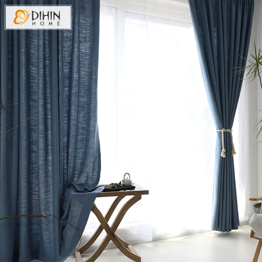 DIHIN HOME Modern Cotton Linen Blue Color,Blackout Curtains Grommet Window Curtain for Living Room ,52x84-inch,1 Panel Roman Shades Curtains Window Blinds custom curtains blackout curtains curtains for living room sheer curtains curtain fabric linen curtains kitchen curtains velvet curtains pinch pleat curtains bay window curtains outdoor curtains pleated curtains floral curtains dining room curtains kitchen valances drapes for bedroom patio curtains nursery curtains grommet curtains