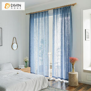 DIHIN HOME Modern Cotton Linen Blue Color,Sheer Curtain,Grommet Window Curtain for Living Room ,52x63-inch,1 Panel Roman Shades Curtains Window Blinds custom curtains blackout curtains curtains for living room sheer curtains curtain fabric linen curtains kitchen curtains velvet curtains pinch pleat curtains bay window curtains outdoor curtains pleated curtains floral curtains dining room curtains kitchen valances drapes for bedroom patio curtains nursery curtains grommet curtains