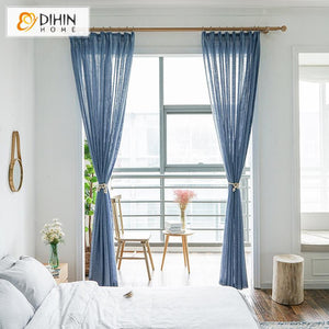 DIHIN HOME Modern Cotton Linen Blue Color,Sheer Curtain,Grommet Window Curtain for Living Room ,52x63-inch,1 Panel Roman Shades Curtains Window Blinds custom curtains blackout curtains curtains for living room sheer curtains curtain fabric linen curtains kitchen curtains velvet curtains pinch pleat curtains bay window curtains outdoor curtains pleated curtains floral curtains dining room curtains kitchen valances drapes for bedroom patio curtains nursery curtains grommet curtains