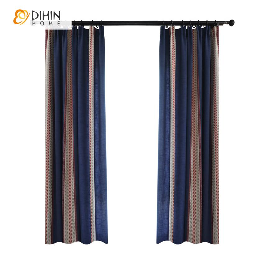 DIHIN HOME Modern Cotton Linen Blue Color Striped Curtain,Blackout Curtains Grommet Window Curtain for Living Room ,52x63-inch,1 Panel Roman Shades Curtains Window Blinds custom curtains blackout curtains curtains for living room sheer curtains curtain fabric linen curtains kitchen curtains velvet curtains pinch pleat curtains bay window curtains outdoor curtains pleated curtains floral curtains dining room curtains kitchen valances drapes for bedroom patio curtains nursery curtains grommet curtains