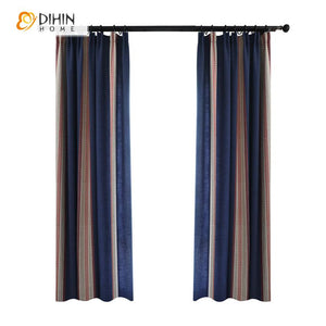 DIHIN HOME Modern Cotton Linen Blue Color Striped Curtain,Blackout Curtains Grommet Window Curtain for Living Room ,52x63-inch,1 Panel Roman Shades Curtains Window Blinds custom curtains blackout curtains curtains for living room sheer curtains curtain fabric linen curtains kitchen curtains velvet curtains pinch pleat curtains bay window curtains outdoor curtains pleated curtains floral curtains dining room curtains kitchen valances drapes for bedroom patio curtains nursery curtains grommet curtains