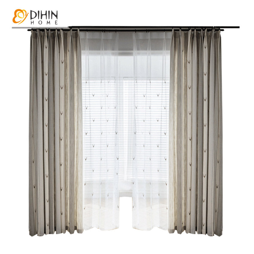 DIHIN HOME Modern Cotton Linen Embroidered Curtains,Grommet Window Curtain for Living Room,52x63-inch,1 Panel Roman Shades Curtains Window Blinds custom curtains blackout curtains curtains for living room sheer curtains curtain fabric linen curtains kitchen curtains velvet curtains pinch pleat curtains bay window curtains outdoor curtains pleated curtains floral curtains dining room curtains kitchen valances drapes for bedroom patio curtains nursery curtains grommet curtains