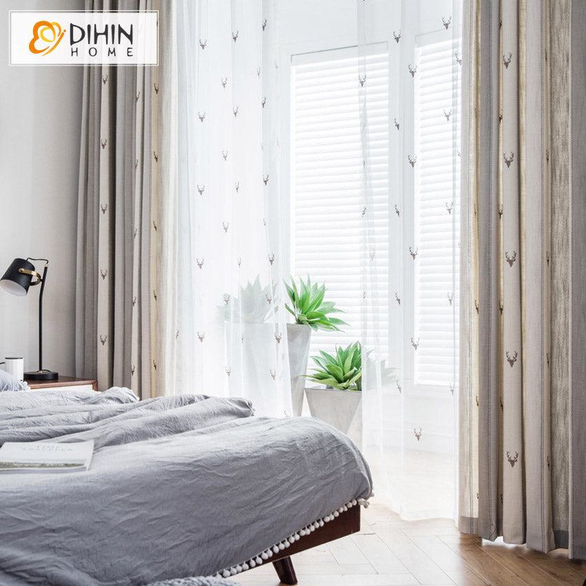 DIHIN HOME Modern Cotton Linen Embroidered Curtains,Grommet Window Curtain for Living Room,52x63-inch,1 Panel Roman Shades Curtains Window Blinds custom curtains blackout curtains curtains for living room sheer curtains curtain fabric linen curtains kitchen curtains velvet curtains pinch pleat curtains bay window curtains outdoor curtains pleated curtains floral curtains dining room curtains kitchen valances drapes for bedroom patio curtains nursery curtains grommet curtains