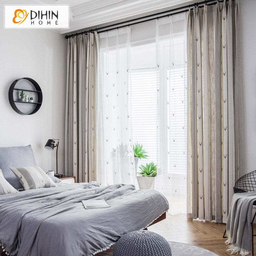 DIHIN HOME Modern Cotton Linen Embroidered Curtains,Grommet Window Curtain for Living Room,52x63-inch,1 Panel Roman Shades Curtains Window Blinds custom curtains blackout curtains curtains for living room sheer curtains curtain fabric linen curtains kitchen curtains velvet curtains pinch pleat curtains bay window curtains outdoor curtains pleated curtains floral curtains dining room curtains kitchen valances drapes for bedroom patio curtains nursery curtains grommet curtains