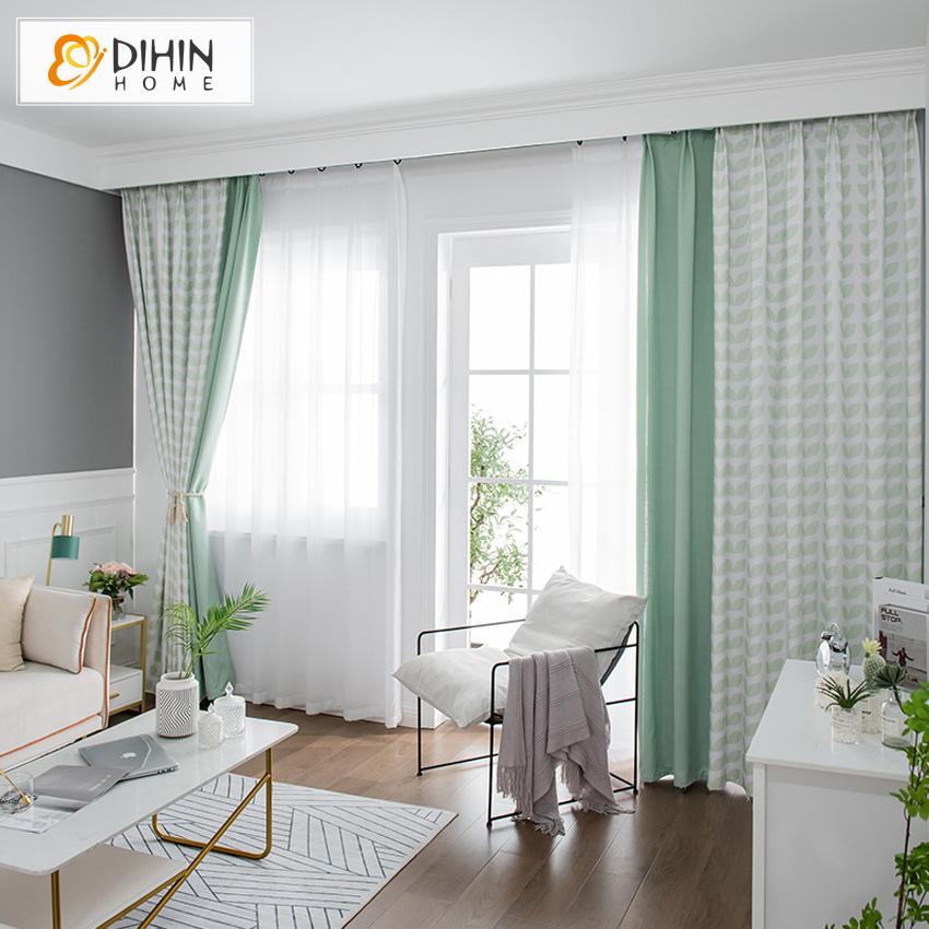 DIHIN HOME Modern Cotton Linen Fabric Green Color Printed,Blackout Grommet Window Curtain for Living Room ,52x63-inch,1 Panel Roman Shades Curtains Window Blinds custom curtains blackout curtains curtains for living room sheer curtains curtain fabric linen curtains kitchen curtains velvet curtains pinch pleat curtains bay window curtains outdoor curtains pleated curtains floral curtains dining room curtains kitchen valances drapes for bedroom patio curtains nursery curtains grommet curtains