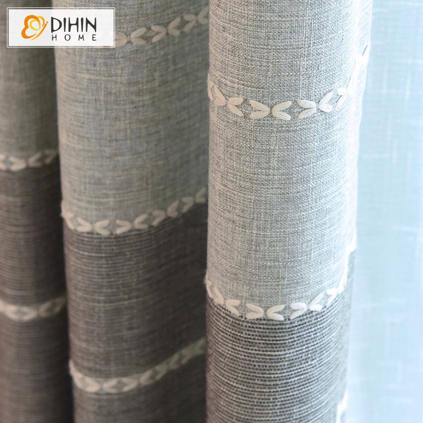 DIHIN HOME Modern Cotton Linen Grey Color Embroidered,Blackout Grommet Window Curtain for Living Room ,52x63-inch,1 Panel Roman Shades Curtains Window Blinds custom curtains blackout curtains curtains for living room sheer curtains curtain fabric linen curtains kitchen curtains velvet curtains pinch pleat curtains bay window curtains outdoor curtains pleated curtains floral curtains dining room curtains kitchen valances drapes for bedroom patio curtains nursery curtains grommet curtains
