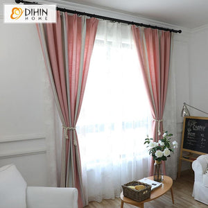 DIHIN HOME Modern Cotton Linen Pink Color Striped Curtain,Blackout Curtains Grommet Window Curtain for Living Room ,52x63-inch,1 Panel Roman Shades Curtains Window Blinds custom curtains blackout curtains curtains for living room sheer curtains curtain fabric linen curtains kitchen curtains velvet curtains pinch pleat curtains bay window curtains outdoor curtains pleated curtains floral curtains dining room curtains kitchen valances drapes for bedroom patio curtains nursery curtains grommet curtains