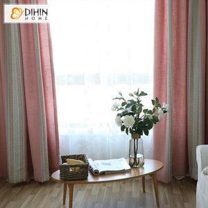 DIHIN HOME Modern Cotton Linen Pink Color Striped Curtain,Blackout Curtains Grommet Window Curtain for Living Room ,52x63-inch,1 Panel Roman Shades Curtains Window Blinds custom curtains blackout curtains curtains for living room sheer curtains curtain fabric linen curtains kitchen curtains velvet curtains pinch pleat curtains bay window curtains outdoor curtains pleated curtains floral curtains dining room curtains kitchen valances drapes for bedroom patio curtains nursery curtains grommet curtains