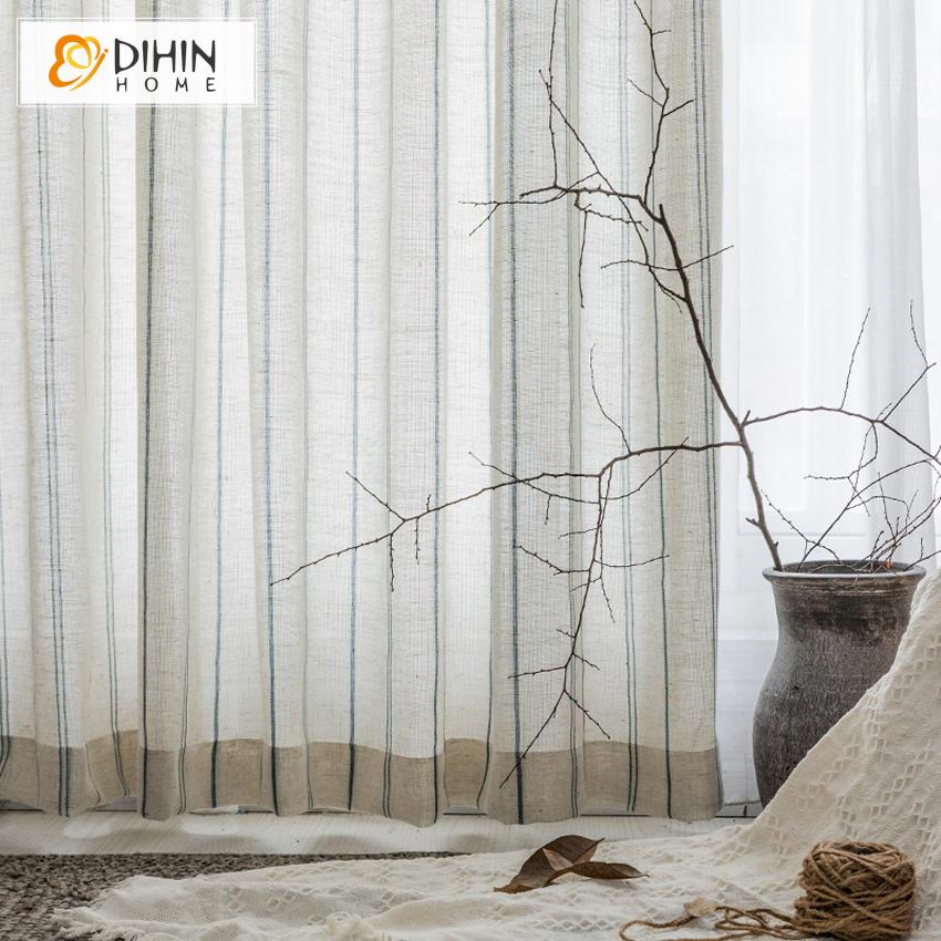 DIHIN HOME Modern Cotton Linen Striped,Sheer Curtain,Grommet Window Curtain for Living Room ,52x63-inch,1 Panel Roman Shades Curtains Window Blinds custom curtains blackout curtains curtains for living room sheer curtains curtain fabric linen curtains kitchen curtains velvet curtains pinch pleat curtains bay window curtains outdoor curtains pleated curtains floral curtains dining room curtains kitchen valances drapes for bedroom patio curtains nursery curtains grommet curtains