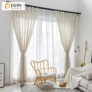 DIHIN HOME Modern Cotton Linen Striped,Sheer Curtain,Grommet Window Curtain for Living Room ,52x63-inch,1 Panel Roman Shades Curtains Window Blinds custom curtains blackout curtains curtains for living room sheer curtains curtain fabric linen curtains kitchen curtains velvet curtains pinch pleat curtains bay window curtains outdoor curtains pleated curtains floral curtains dining room curtains kitchen valances drapes for bedroom patio curtains nursery curtains grommet curtains