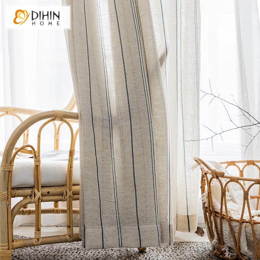 DIHIN HOME Modern Cotton Linen Striped,Sheer Curtain,Grommet Window Curtain for Living Room ,52x63-inch,1 Panel Roman Shades Curtains Window Blinds custom curtains blackout curtains curtains for living room sheer curtains curtain fabric linen curtains kitchen curtains velvet curtains pinch pleat curtains bay window curtains outdoor curtains pleated curtains floral curtains dining room curtains kitchen valances drapes for bedroom patio curtains nursery curtains grommet curtains