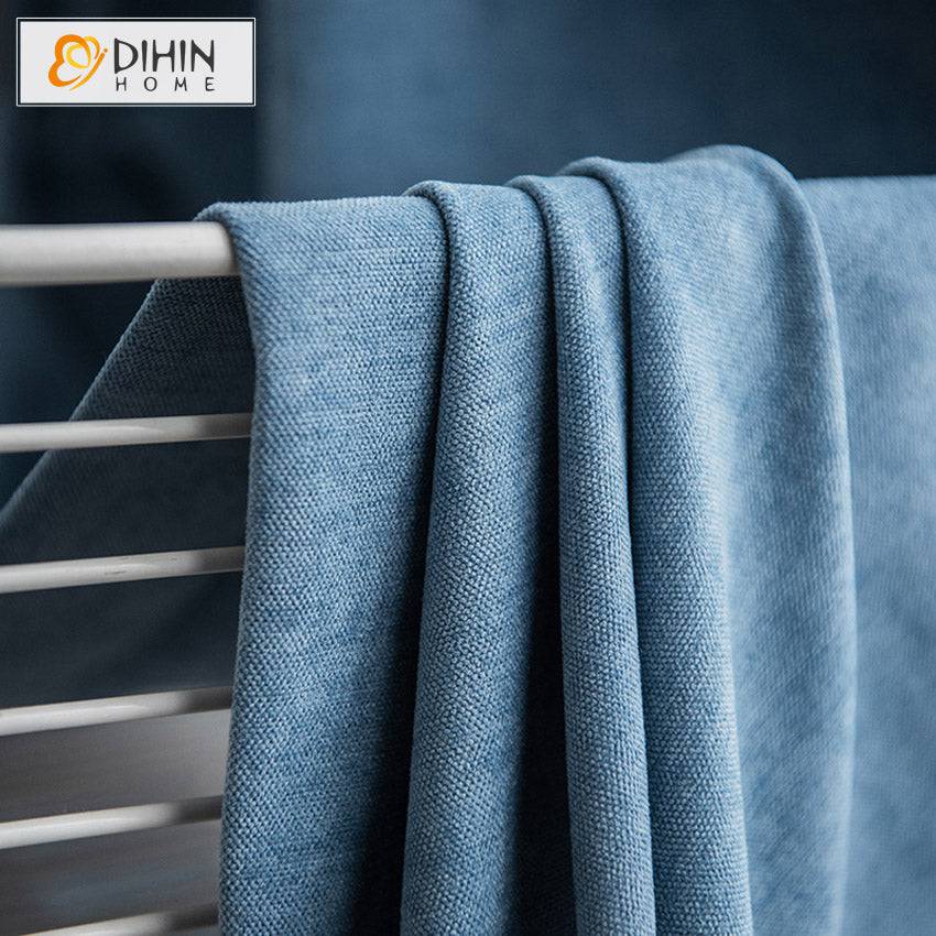 DIHIN HOME Modern Cotton Linen Thickening Blue Fabric,Blackout Grommet Window Curtain for Living Room ,52x63-inch,1 Panel Roman Shades Curtains Window Blinds custom curtains blackout curtains curtains for living room sheer curtains curtain fabric linen curtains kitchen curtains velvet curtains pinch pleat curtains bay window curtains outdoor curtains pleated curtains floral curtains dining room curtains kitchen valances drapes for bedroom patio curtains nursery curtains grommet curtains