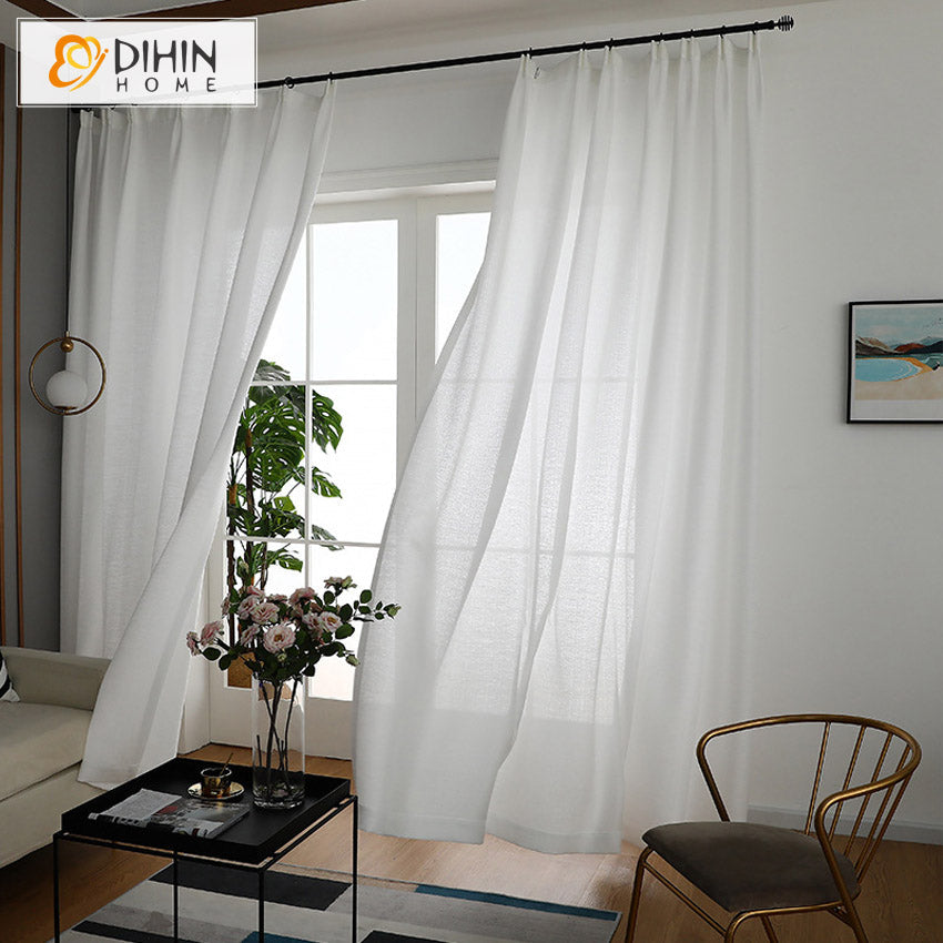 DIHIN HOME Modern Cotton Linen White Color,Grommet Window Sheer Curtain for Living Room ,52x63-inch,1 Panel Roman Shades Curtains Window Blinds custom curtains blackout curtains curtains for living room sheer curtains curtain fabric linen curtains kitchen curtains velvet curtains pinch pleat curtains bay window curtains outdoor curtains pleated curtains floral curtains dining room curtains kitchen valances drapes for bedroom patio curtains nursery curtains grommet curtains