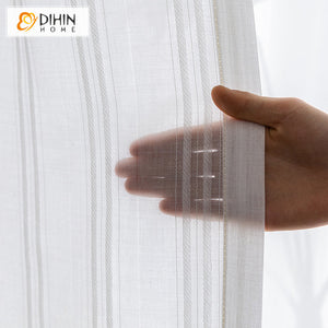 DIHIN HOME Modern Cotton Linen White Striped Sheer Curtain,Grommet Window Curtain for Living Room ,52x63-inch,1 Panel Roman Shades Curtains Window Blinds custom curtains blackout curtains curtains for living room sheer curtains curtain fabric linen curtains kitchen curtains velvet curtains pinch pleat curtains bay window curtains outdoor curtains pleated curtains floral curtains dining room curtains kitchen valances drapes for bedroom patio curtains nursery curtains grommet curtains