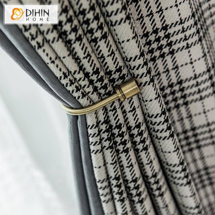 DIHIN HOME Modern Customized Grey Color Houndstooth Jacquard,Blackout Grommet Window Curtain for Living Room ,52x63-inch,1 Panel Roman Shades Curtains Window Blinds custom curtains blackout curtains curtains for living room sheer curtains curtain fabric linen curtains kitchen curtains velvet curtains pinch pleat curtains bay window curtains outdoor curtains pleated curtains floral curtains dining room curtains kitchen valances drapes for bedroom patio curtains nursery curtains grommet curtains