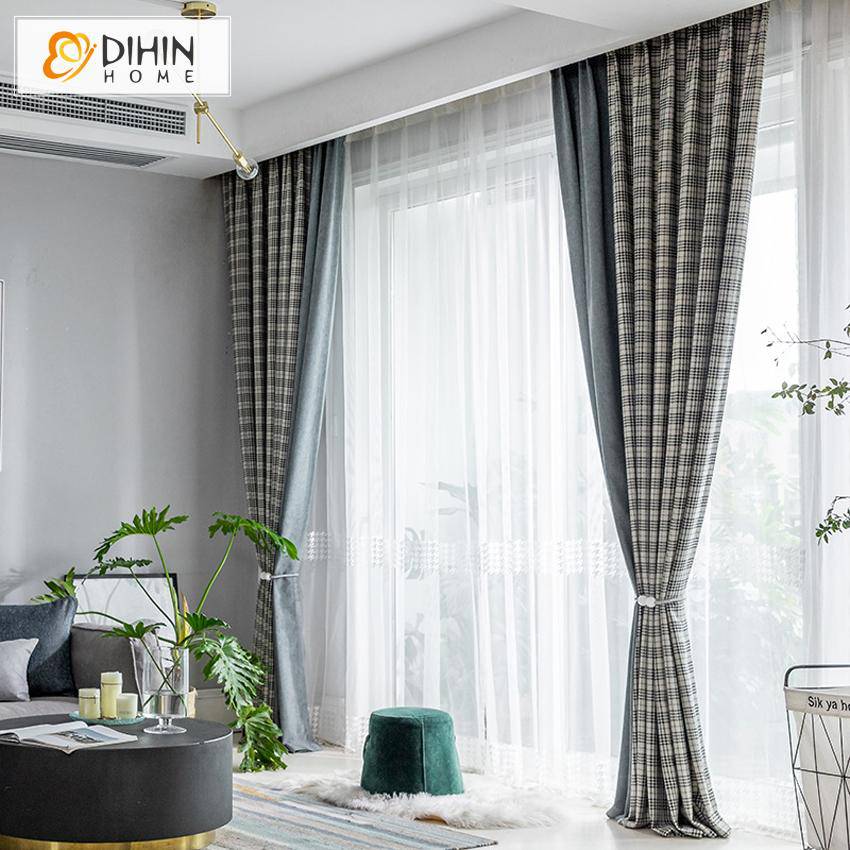 DIHIN HOME Modern Customized Grey Color Houndstooth Jacquard,Blackout Grommet Window Curtain for Living Room ,52x63-inch,1 Panel Roman Shades Curtains Window Blinds custom curtains blackout curtains curtains for living room sheer curtains curtain fabric linen curtains kitchen curtains velvet curtains pinch pleat curtains bay window curtains outdoor curtains pleated curtains floral curtains dining room curtains kitchen valances drapes for bedroom patio curtains nursery curtains grommet curtains
