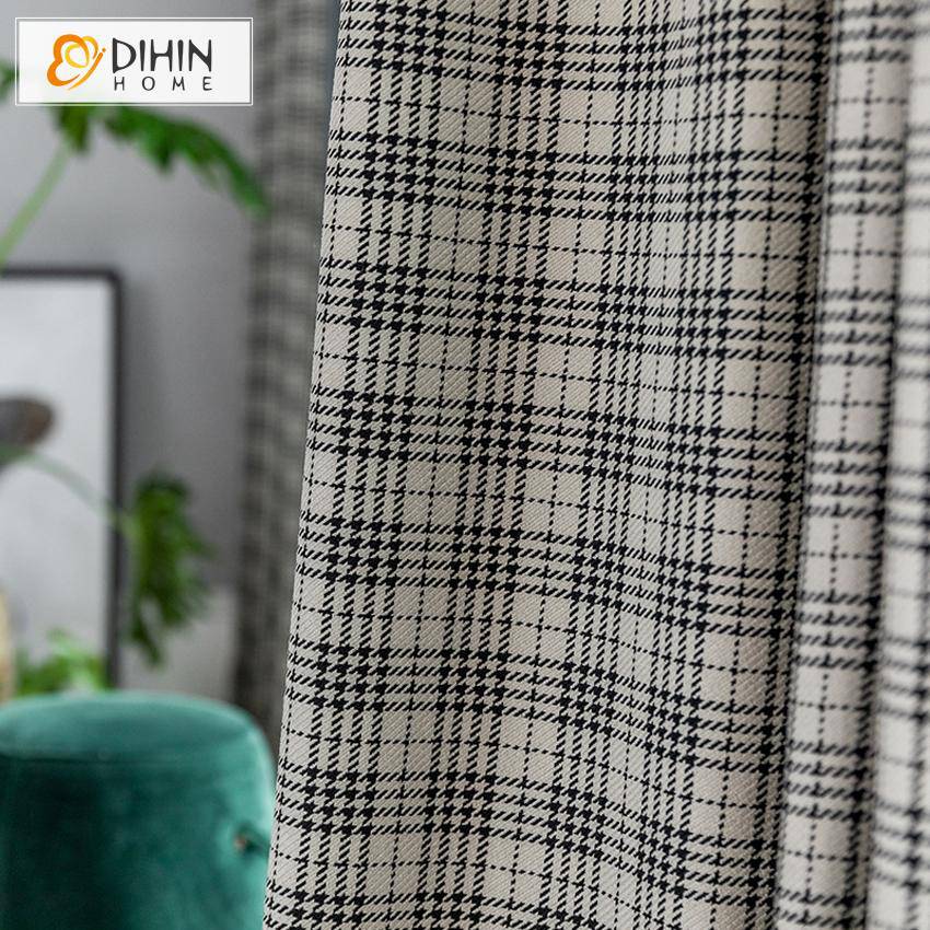 DIHIN HOME Modern Customized Grey Color Houndstooth Jacquard,Blackout Grommet Window Curtain for Living Room ,52x63-inch,1 Panel Roman Shades Curtains Window Blinds custom curtains blackout curtains curtains for living room sheer curtains curtain fabric linen curtains kitchen curtains velvet curtains pinch pleat curtains bay window curtains outdoor curtains pleated curtains floral curtains dining room curtains kitchen valances drapes for bedroom patio curtains nursery curtains grommet curtains