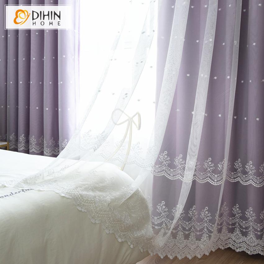 DIHIN HOME Modern Customized Window Shade Purple Color Double Layer Curtain With White Lace,Blackout Curtains Grommet Window Curtain for Living Room ,52x84-inch,1 Panel Roman Shades Curtains Window Blinds custom curtains blackout curtains curtains for living room sheer curtains curtain fabric linen curtains kitchen curtains velvet curtains pinch pleat curtains bay window curtains outdoor curtains pleated curtains floral curtains dining room curtains kitchen valances drapes for bedroom patio curtains nursery