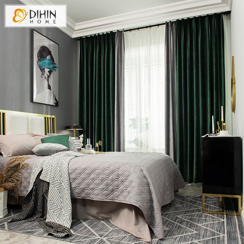 DIHIN HOME Modern Dark Green and Grey Embossed Curtains,Blackout Curtains Grommet Window Curtain for Living Room ,52x63-inch,1 Panel Roman Shades Curtains Window Blinds custom curtains blackout curtains curtains for living room sheer curtains curtain fabric linen curtains kitchen curtains velvet curtains pinch pleat curtains bay window curtains outdoor curtains pleated curtains floral curtains dining room curtains kitchen valances drapes for bedroom patio curtains nursery curtains grommet curtains