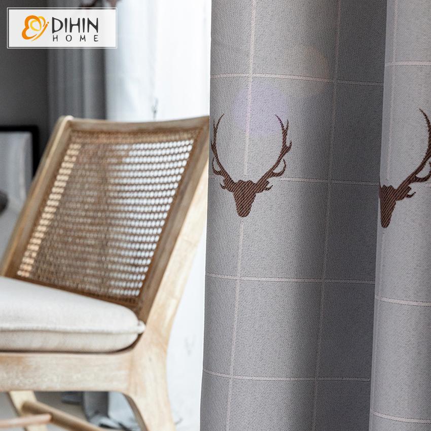 DIHIN HOME Modern Deer Head Printed ,Blackout Grommet Window Curtain for Living Room ,52x63-inch,1 Panel Roman Shades Curtains Window Blinds custom curtains blackout curtains curtains for living room sheer curtains curtain fabric linen curtains kitchen curtains velvet curtains pinch pleat curtains bay window curtains outdoor curtains pleated curtains floral curtains dining room curtains kitchen valances drapes for bedroom patio curtains nursery curtains grommet curtains