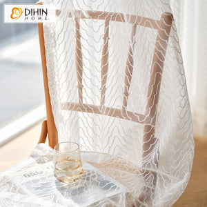 DIHIN HOME Modern Embroidered Sheer Curtains,Grommet Window Curtain for Living Room ,52x63-inch,1 Panel Roman Shades Curtains Window Blinds custom curtains blackout curtains curtains for living room sheer curtains curtain fabric linen curtains kitchen curtains velvet curtains pinch pleat curtains bay window curtains outdoor curtains pleated curtains floral curtains dining room curtains kitchen valances drapes for bedroom patio curtains nursery curtains grommet curtains